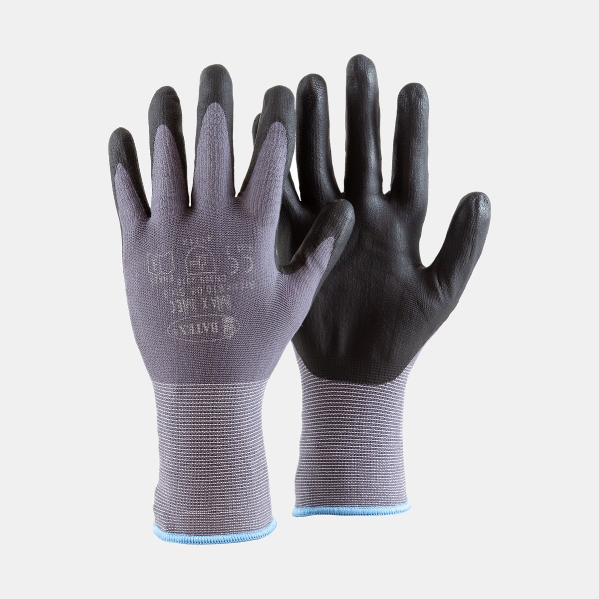 Mekanikerhanske Max Mec i grå nylon med sort nitrilbelegg, BATEX 610.10