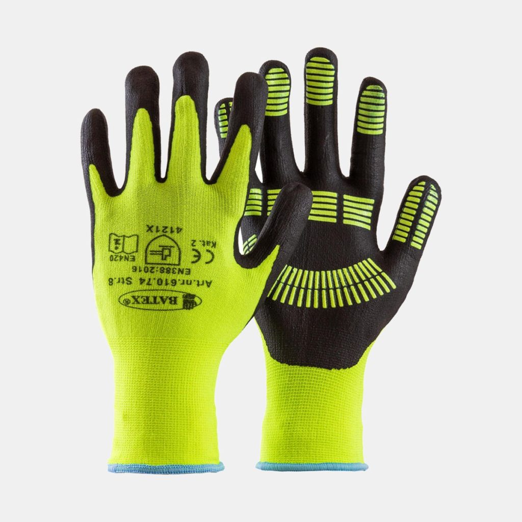 Mekanikerhanske Softgrip Neon i neongul nylon med gripebelegg, BATEX 610.76