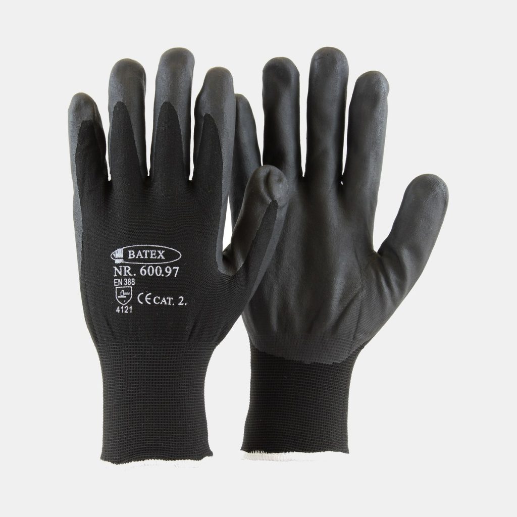 Vinterforet mekanikerhanske i sort nylon med nitrilbelegg, BATEX 600.97